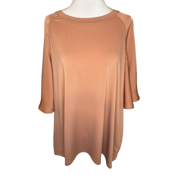 Nordstrom Rack Tunic Top‎ Tan Cork 3/4 Sleeve Relaxed Fit Womens 2X NWT - Picture 1 of 7